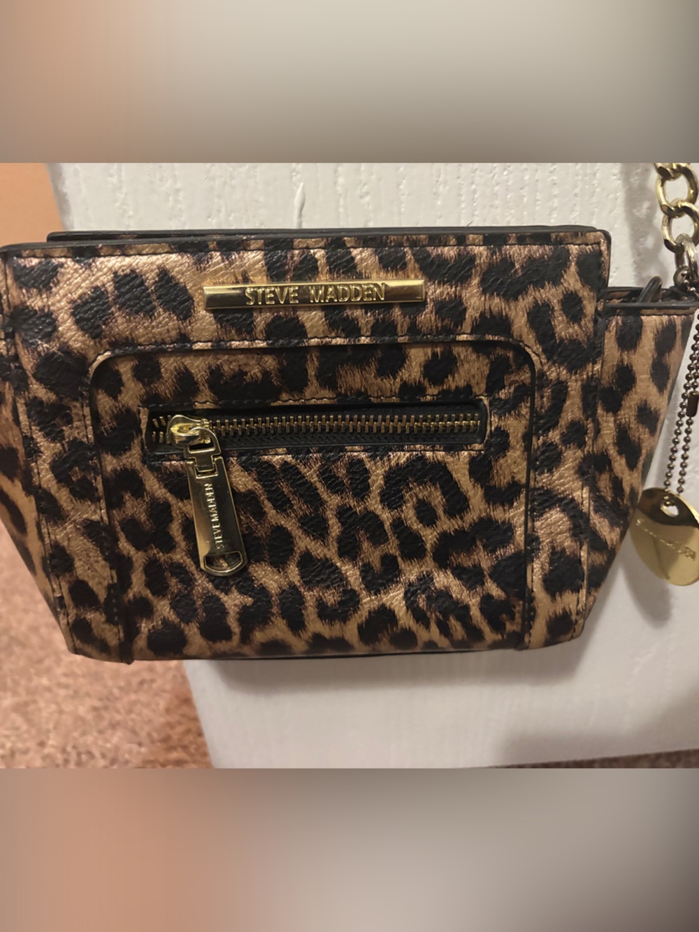 Steve Madden Leopard-Print Crossbody with Gold Hardware